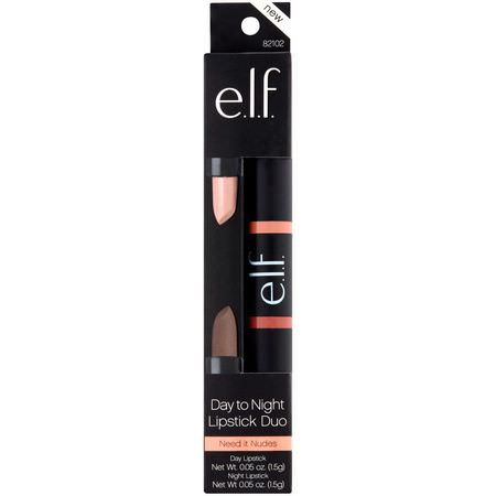 唇膏, 嘴唇: E.L.F, Day To Night, Lipstick Duo, Need It Nudes, 0.05 oz (1.5 g)