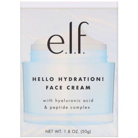 面霜, 玻尿酸精華液: E.L.F, Hello Hydration! Face Cream, 1.8 oz (50 g)