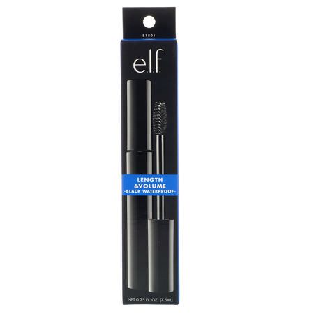 睫毛膏睫毛膏: E.L.F, Length & Volume Waterproof Mascara, Black, 0.25 oz (7.5 g)