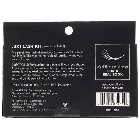睫毛膏睫毛膏: E.L.F, Luxe Lash Kit, Starstruck, 1 Pair of Lashes & 1 Tweezer