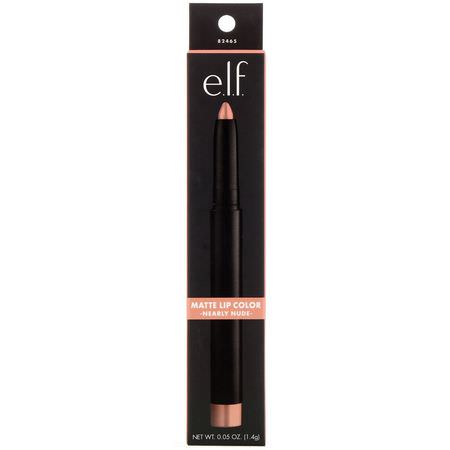 唇膏, 嘴唇: E.L.F, Matte Lip Color, Nearly Nude, 0.05 oz (1.4 g)