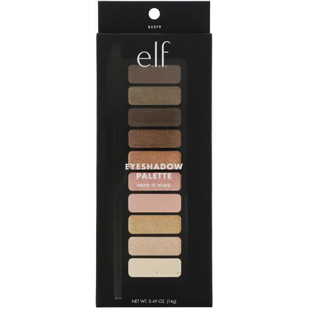 眼影, 眼睛: E.L.F, Need It Nude Eyeshadow Palette, 0.49 oz (14 g)