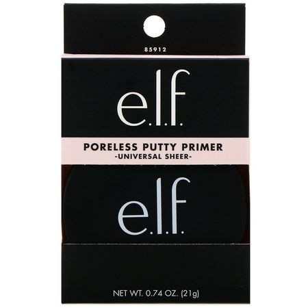 面部底漆, 臉部: E.L.F, Poreless Putty Primer, Universal Sheer, 0.74 oz (21 g)
