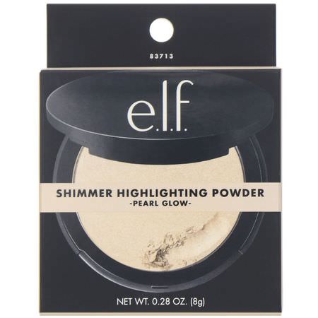 腮紅, 臉頰: E.L.F, Shimmer Highlighting Powder, Pearl Glow, 0.28 oz (8 g)