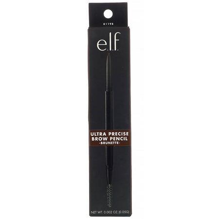 凝膠, 眉筆: E.L.F, Ultra Precise Brow Pencil, Brunette, 0.002 oz (0.05 g)