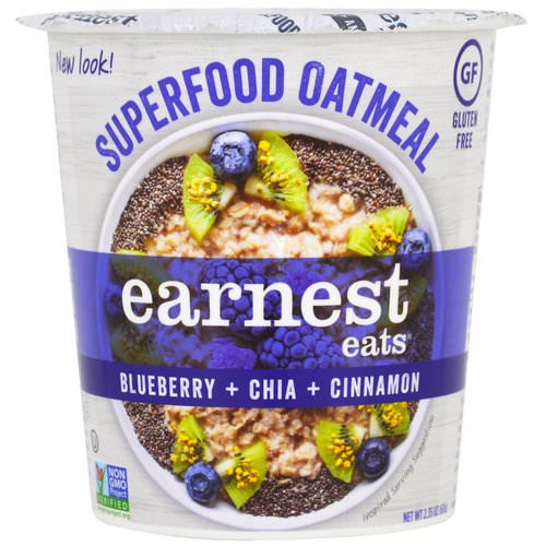 Earnest Eats, SuperFood Oatmeal Cup, Blueberry + Chia + Cinnamon, Superfood Blueberry Chia, 2.35 oz (67 g) Review