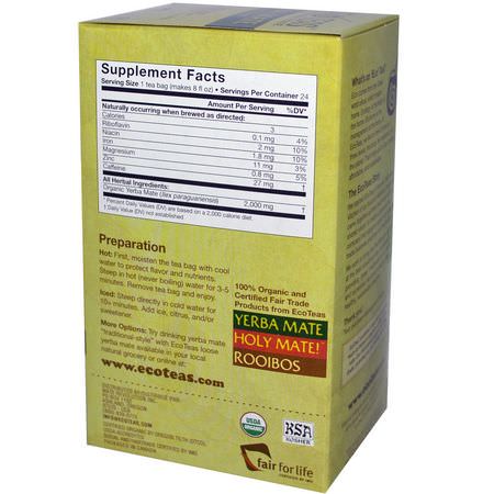 : Eco Teas, Yerba Mate, Unsmoked, Green Energy, 24 Tea Bags, 1.7 oz (48 g)