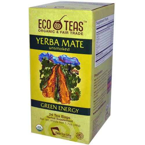 Eco Teas, Yerba Mate, Unsmoked, Green Energy, 24 Tea Bags, 1.7 oz (48 g) Review