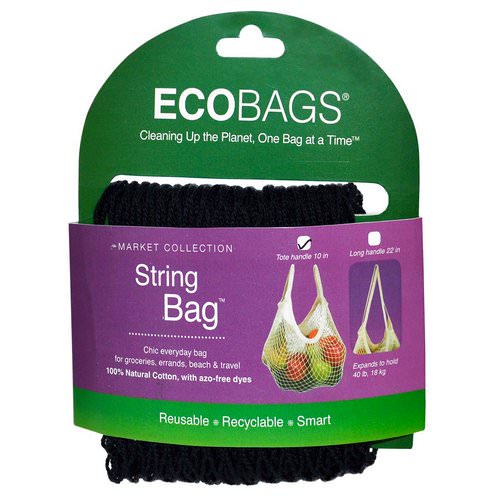 ECOBAGS, Market Collection, String Bag, Tote Handle 10 in, Black, 1 Bag Review