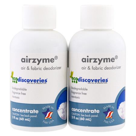 空氣清新劑: EcoDiscoveries, Airzyme, Air & Fabric Deodorizer, Double Refill Pack, 2 fl oz (60 ml) Each
