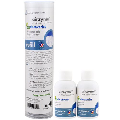 EcoDiscoveries, Airzyme, Air & Fabric Deodorizer, Double Refill Pack, 2 fl oz (60 ml) Each Review