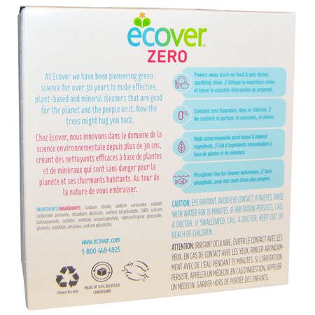餐具清潔劑, 碗碟: Ecover, Zero, Automatic Dishwasher Tablets, Fragrance Free, 25 Tablets, 17.6 oz (0.5 kg)