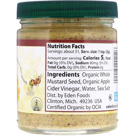 芥末, 醋: Eden Foods, Organic Brown Mustard, 9 oz (255 g)