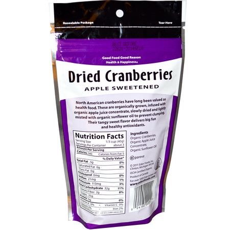 蔬菜小吃, 蔓越莓: Eden Foods, Organic Dried Cranberries, 4 oz (113 g)