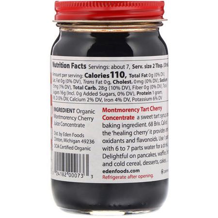黑色櫻桃果餡餅: Eden Foods, Organic Tart Cherry Juice Concentrate, 7.5 fl oz (222 ml)