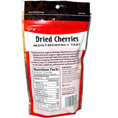 蔬菜零食, 櫻桃: Eden Foods, Selected, Dried Cherries Montmorency Tart, 4 oz (113 g)