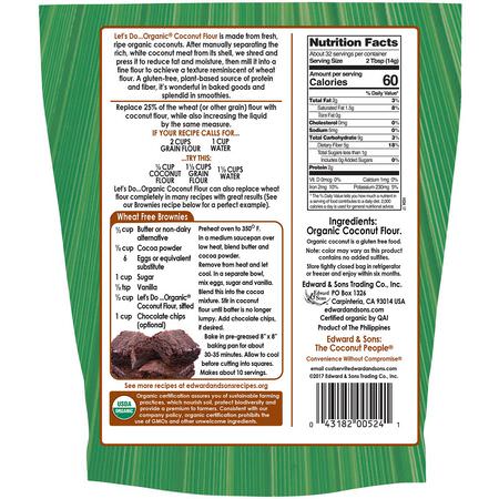 椰子粉, 混合物: Edward & Sons, Let's Do Organic, 100% Organic Coconut Flour, 1 lb (454 g)