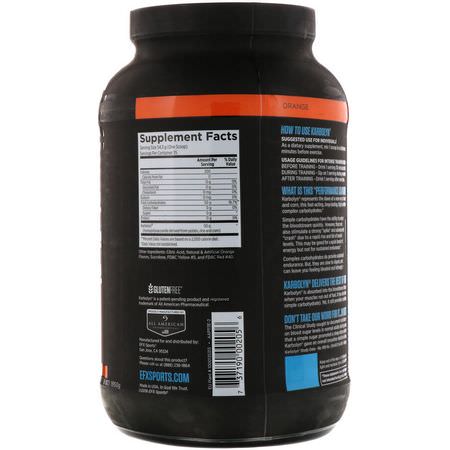 碳水化合物粉, 鍛煉後恢復: EFX Sports, Karbolyn Fuel, Orange, 4.3 lbs (1950 g)