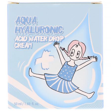 乳霜, 玻尿酸精華素: Elizavecca, Aqua Hyaluronic Acid Water Drop Cream, 1.69 fl oz (50 ml)