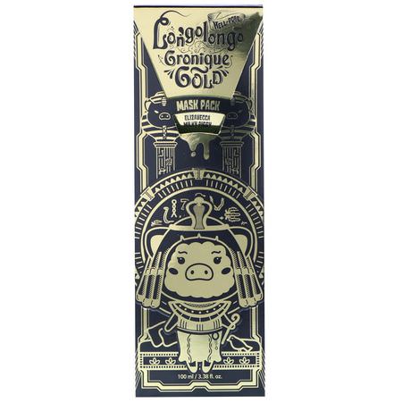 K美容面膜, 果皮: Elizavecca, Hell-Pore Longolongo Gronique Gold Mask Pack, 3.38 fl oz (100 ml)
