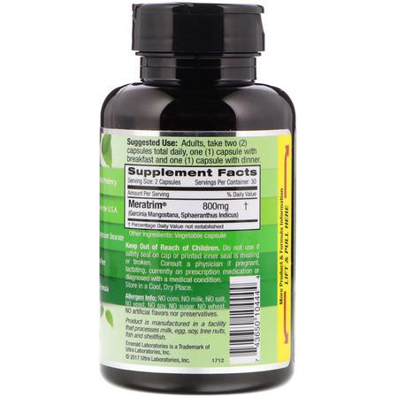 飲食, 體重: Emerald Laboratories, Meratrim, 800 mg, 60 Vegetable Caps