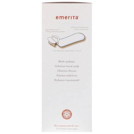 一次性墊, 女性護墊: Emerita, Natural Cotton Contour Pads, 16 Pads