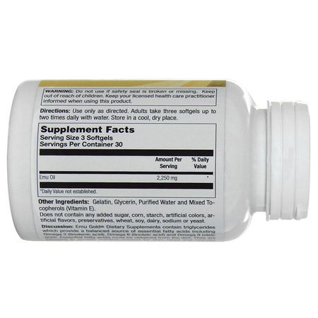 Omega 3-6-9組合, EFA: Emu Gold, Fully Refined EMU Oil, Ultra Active, 750 mg, 90 Softgels