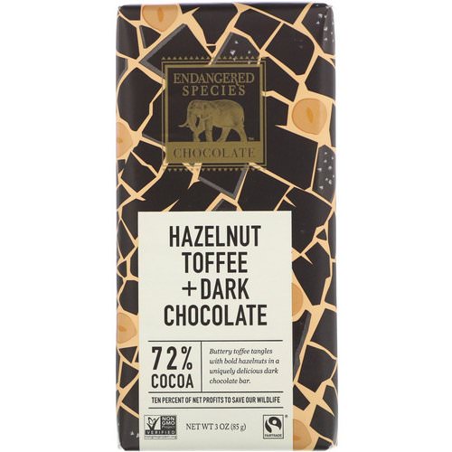 Endangered Species Chocolate, Hazelnut Toffee + Dark Chocolate, 3 oz (85 g) Review