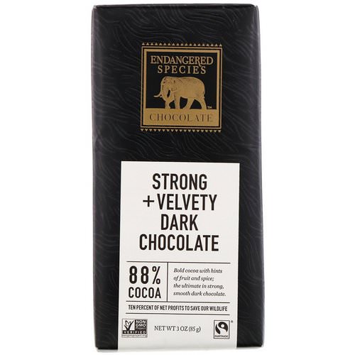 Endangered Species Chocolate, Strong + Velvety Dark Chocolate, 3 oz (85 g) Review
