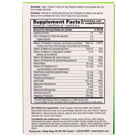 流感, 咳嗽: Ener-C, Vitamin C, Effervescent Powdered Drink Mix, Lemon Lime, 30 Packets, 10.1 oz. (285.6 g)