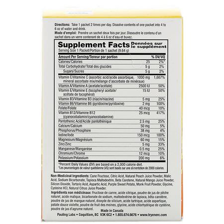 流感, 咳嗽: Ener-C, Vitamin C, Multivitamin Drink Mix, Peach Mango, 30 Packets, 10.2 oz (289.2 g)