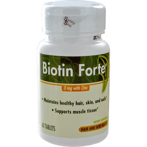Enzymatic Therapy, Biotin Forte, 3 mg with Zinc, 60 Tablets Review