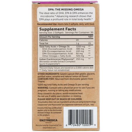 Omega-3魚油, EPA DHA: Enzymedica, Aqua Biome, Fish Oil + Digestive Relief, Lemon Flavor, 60 Softgels