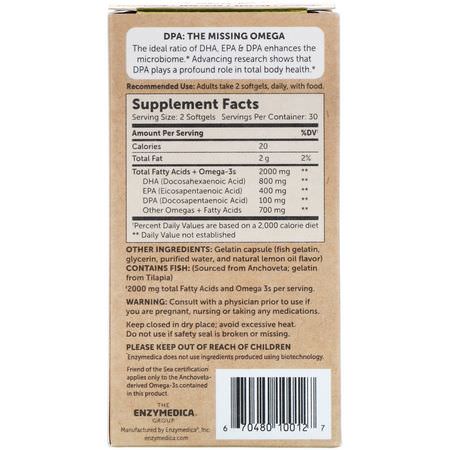 Omega-3魚油, EPA DHA: Enzymedica, Aqua Biome, Fish Oil, Maximum Strength, Lemon Flavor, 60 Softgels