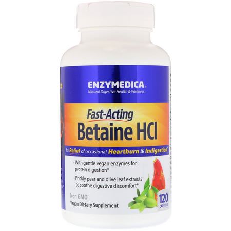 Enzymedica Betaine HCL TMG - 可卡因鹽酸鹽TMG, 消化物, 補充劑