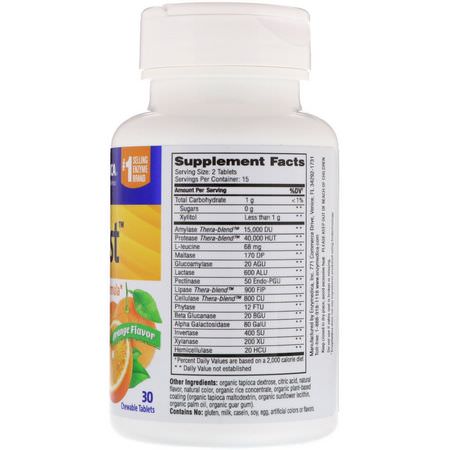 膨脹, 氣體: Enzymedica, Digest, Complete Digestion Formula, Orange Flavor, 30 Chewable Tablets