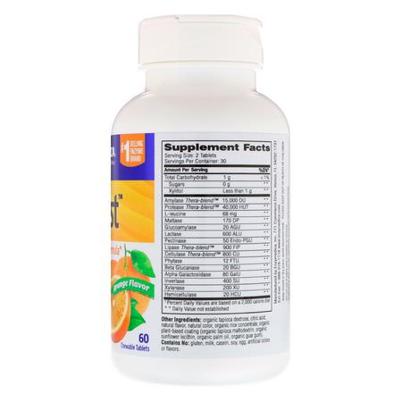 膨脹, 氣體: Enzymedica, Digest, Complete Digestion Formula, Orange Flavor, 60 Chewable Tablets