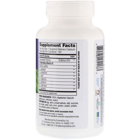益生菌, 消化: Enzymedica, Pro-Bio, Guaranteed Potency Probiotic, 120 Capsules