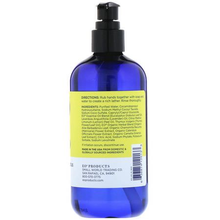 洗手液, 淋浴: EO Products, Hand Soap, Lemon & Eucalyptus, 12 fl oz (355 ml)