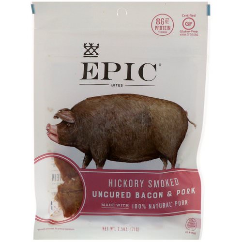 Epic Bar, Bites, Uncured Bacon & Pork, Hickory Smoked, 2.5 oz (71 g) Review