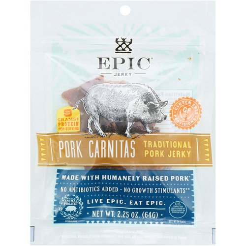 Epic Bar, Traditional Pork Jerky, Pork Carnitas, 2.25 oz (64 g) Review