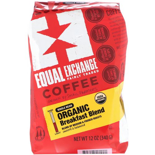 Equal Exchange, Organic, Coffee, Breakfast Blend, Whole Bean, 12 oz (340 g) Review