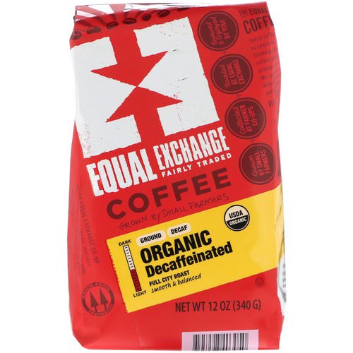 Equal Exchange, Organic, Coffee, Decaffeinated, Full City Roast, Ground, 12 oz (340 g) Review