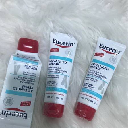 Eucerin, Advanced Repair, Light Feel Foot Creme, Fragrance Free, 3 oz (85 g)