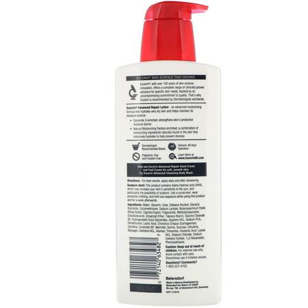 皮膚發癢, 乾燥: Eucerin, Advanced Repair Lotion, Fragrance Free, 16.9 fl oz (500 ml)