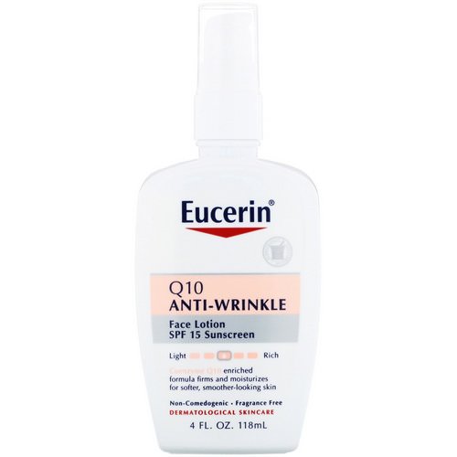 Eucerin, Q10 Anti-Wrinkle Sensitive Skin Lotion, SPF 15 Sunscreen, 4 fl oz (118 ml) Review