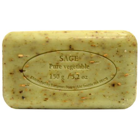 肥皂, 淋浴: European Soaps, Pre de Provence, Bar Soap, Sage, 5.2 oz (150 g)
