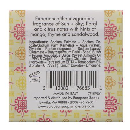 乳木果油肥皂: European Soaps, Urbana, Shea Butter Enriched Soap, Sun + Sky, 3.5 oz (100 g)