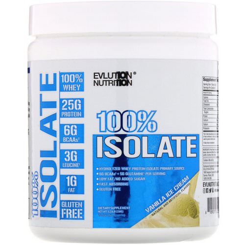 EVLution Nutrition, 100% Isolate, Vanilla Ice Cream, 0.33 lb (150 g) Review