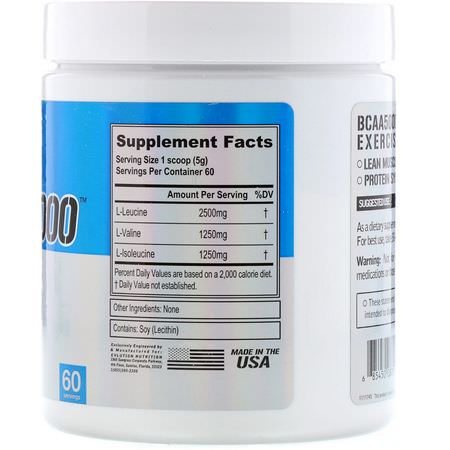BCAA, 氨基酸: EVLution Nutrition, BCAA 5000, Unflavored, 10.6 oz (300 g)